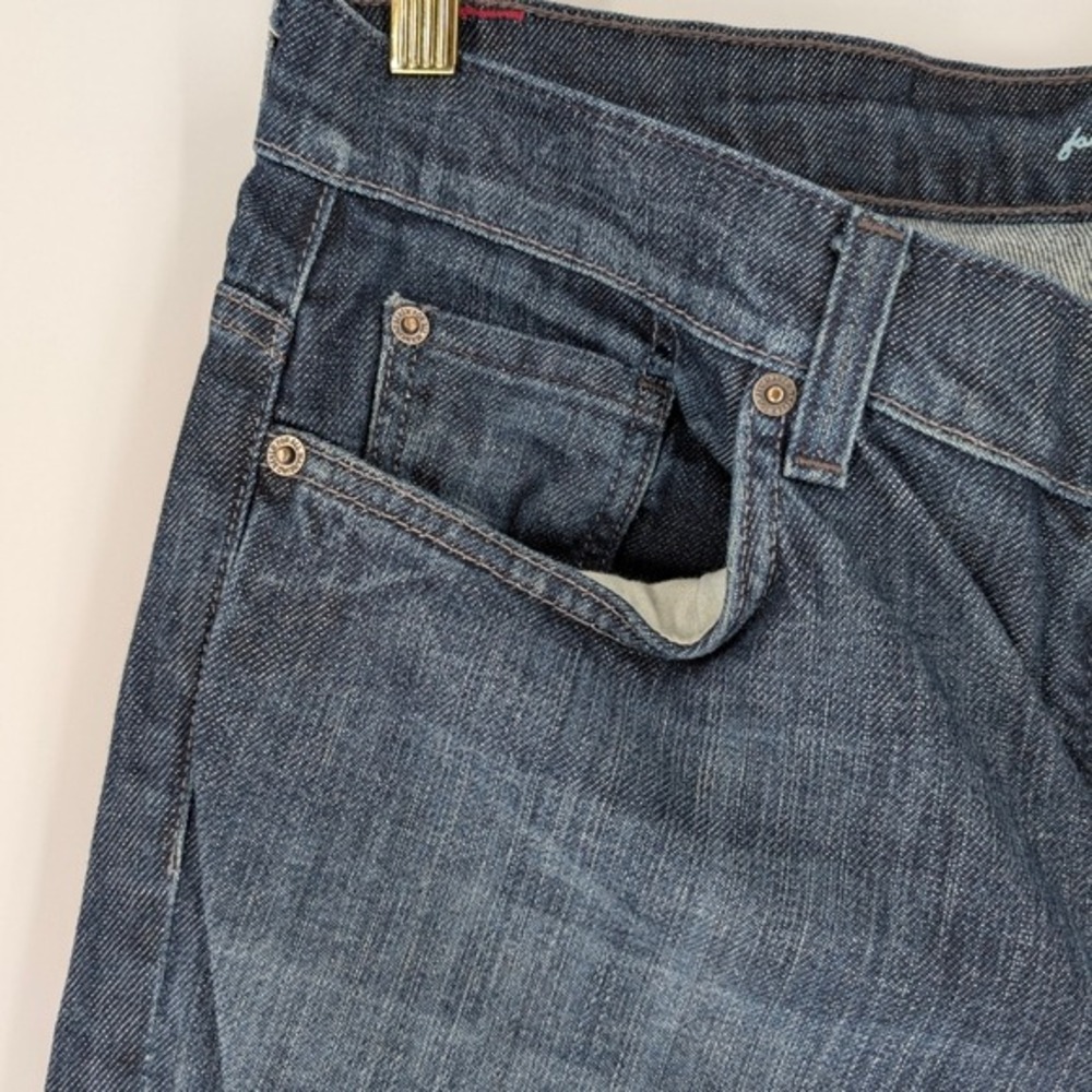 7 For All Mankind Slouchy Jeans Mens 34 Dark Wash Button Fly Frayed Hem - Picture 5 of 16